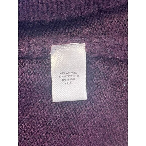 CJ BANKS Open Front Cardigan Dark Purple Stretch Knit 2X Plus Oversized pockets - Picture 4 of 5